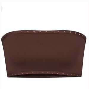 SKIMS Rhinestone Brown Studded Bandeau Swim Top


Sz S